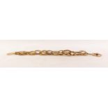 ITALIAN 9ct GOLD CHAIN BRACELET with multiple large plain oval links, oval wire pattern links and