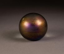 JOHN DITCHFIELD, GLASFORM, IRIDESCENT GLASS PAPERWEIGHT, 1989, 3? (7.7cm) high, etched mark and date