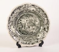 A CIRCA 1825-30 LIVERPOOL, HERCULANEUM POTTERY PLATE, transfer printed in black with a subject