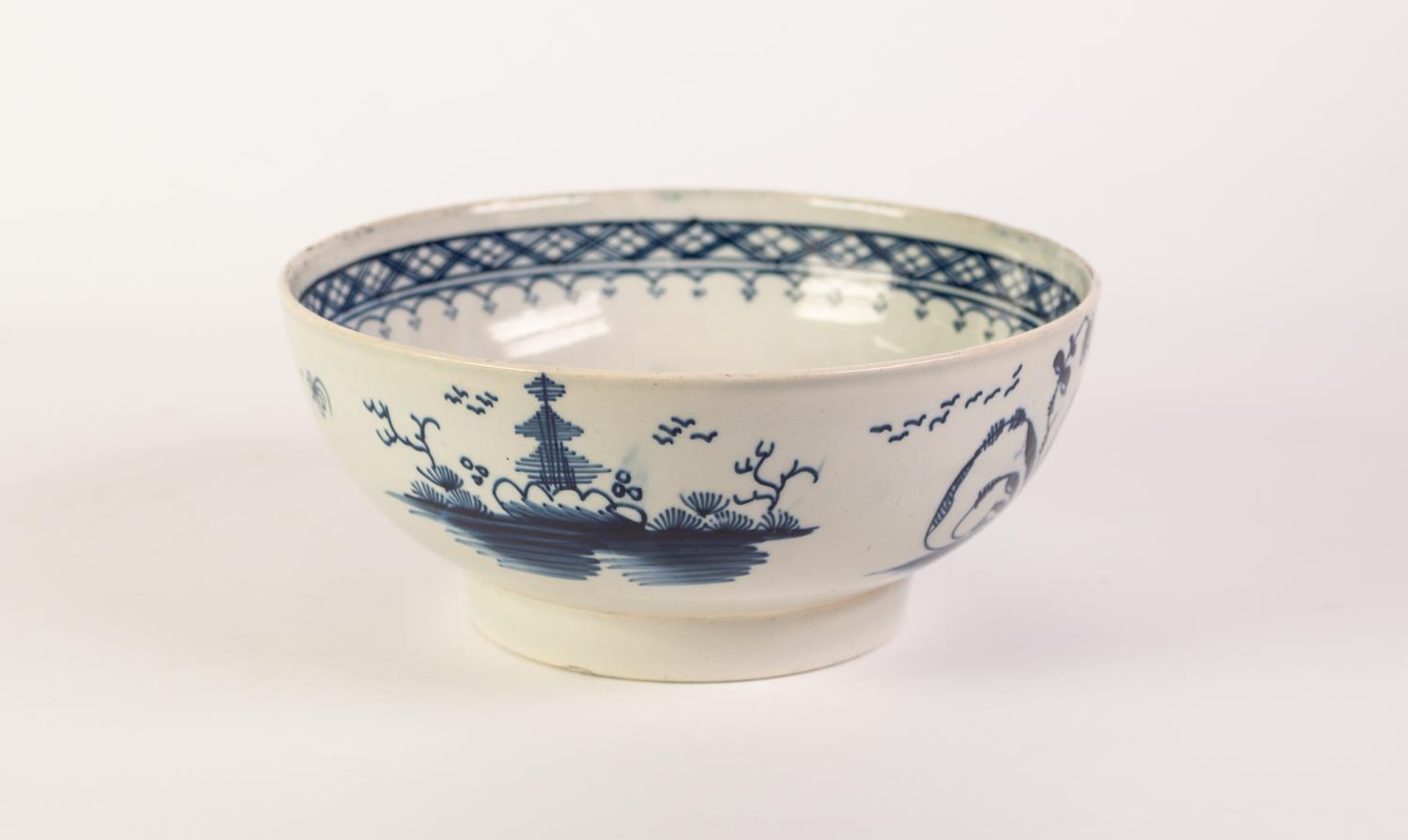 LATE 18th CENTURY, PROBABLY LIVERPOOL, PEARLWARE BOWL painted in underglaze blue with an, almost - Image 2 of 2