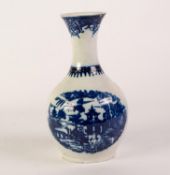 EARLY 19th CENTURY LIVERPOOL OR STAFFORDSHIRE POTTERY BOTTLE OR GURGLET, transfer printed in