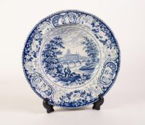 CIRCA 1820's LIVERPOOL, HERCULANEUM POTTERY SOUP DISH, transfer printed in underglaze blue with '