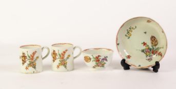 PAIR OF 18th CENTURY ENGLISH PORCELAIN COFFEE CANS, each decorated in overglaze enamels with