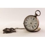 WILLIAM P. ST JOHN, ATHY IRELAND, SWISS SILVER COLOURED METAL (800 mark) POCKET WATCH with Swiss key