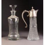 EARLY TWENTIETH CENTURY HEAVY CUT GLASS DECANTER AND STOPPER, of high shouldered form with heavy