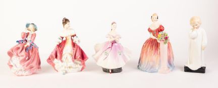 FIVE ROYAL DOULTON FIGURES, repsectively Roseanna, HN 1926; Southern Belle, HN 2229; The