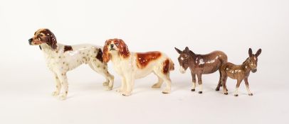 W. GOEBEL (WEST GERMANY) PORCELAIN MODEL RETRIEVER OR SETTER, also an unmarked MODEL SPANIEL and