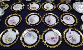 SET OF TWELVE W.G & Co LIMOGES PORCELAIN DESSERT PLATES, SIGNED GOUMONDIE 9” diameter, (12)