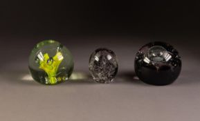 THREE GLASS PAPERWEIGHTS, comprising: CAITHNESS ?NIGHT VENTURE?. MILLRACE, HOLMFIRTH and an