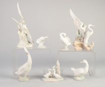 SEVEN LLADRO AND NAO bird models, varying sizes