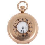 A 9ct gold Benson half hunter keyless pocket watch