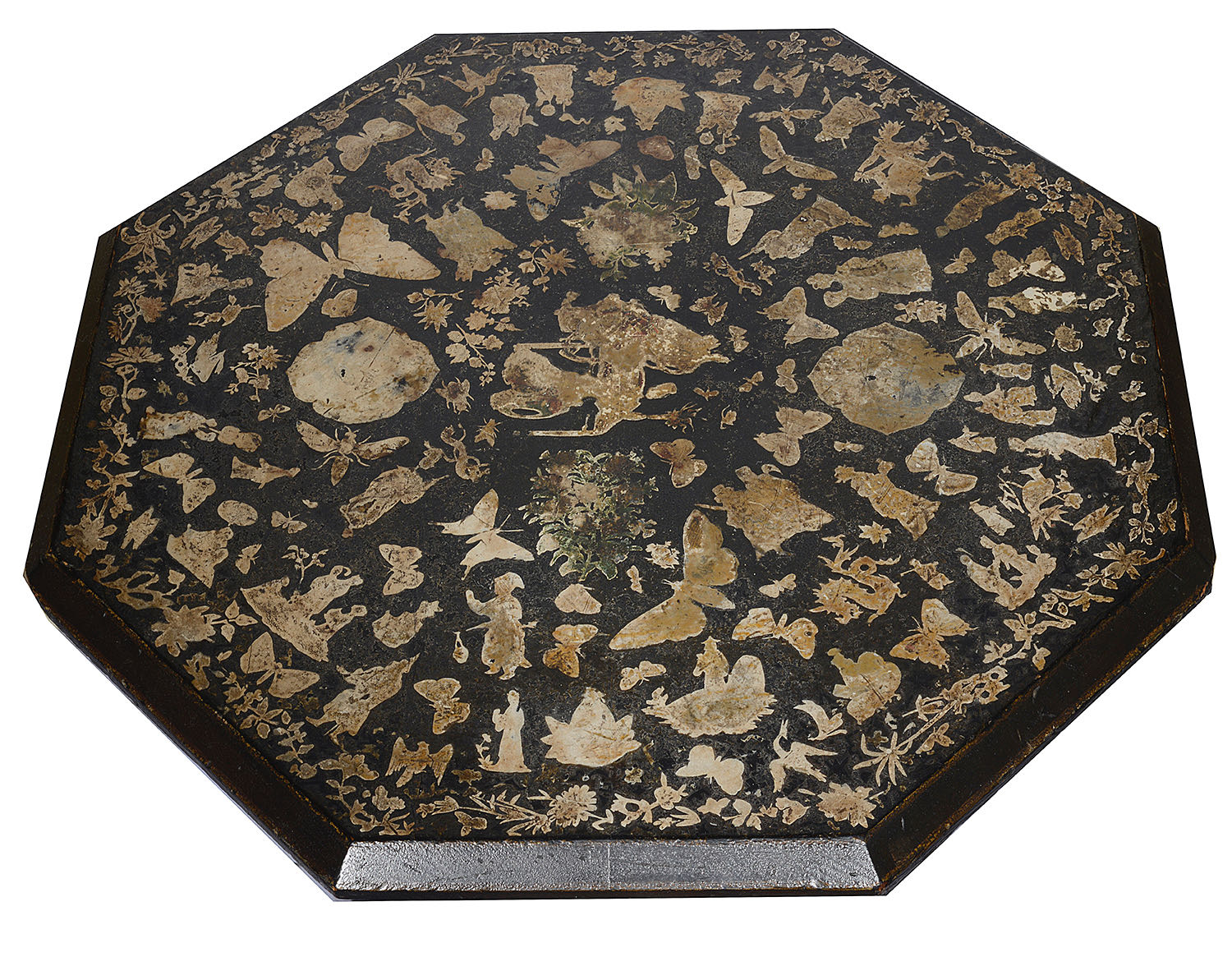 A Victorian ebonised and gilt decoupage decorated occasional table - Image 3 of 3