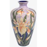 A modern Moorcroft pottery 'Windrush (Yellow Iris)' pattern vase designed by Debbie Hancock