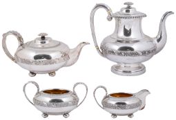 A Regency four piece old Sheffield plate tea and coffee service;others