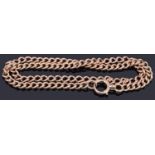 A 9ct rose gold curb link watch Albert chain