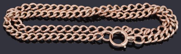 A 9ct rose gold curb link watch Albert chain