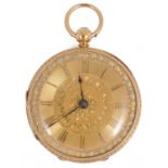 A Victorian 18ct gold ladies open faced pocket watch