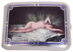 A fine early 20th c Austrian .800 silver and enamel cigarette case