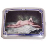 A fine early 20th c Austrian .800 silver and enamel cigarette case