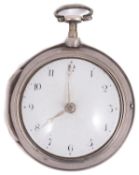 A George III silver pair case verge pocket watch