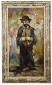 Louis Spiegel (American, 1901-1975) 'Study of standing clown', a large oil on canvas