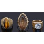 Three large gem set dress rings