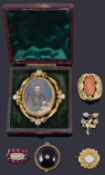 A good collection of Georgian and Vict. brooches including garnet and coral