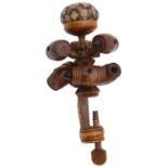 A 19th century treen sewing table clamp