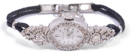 A Waltham white gold and diamond set cocktail watch