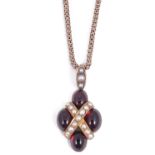 An attractive Victorian garnet and pearl pendant