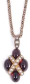 An attractive Victorian garnet and pearl pendant