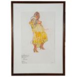 John Bratby R.A. (Brit. 1928-1992) 'Patti in Yellow Dress', mixed media, signed
