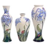 Three Modern Moorcroft pottery 'Fly Away Home' pattern vases designed by Rachel Bishop