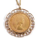 An Elizabeth II full sovereign pendant and chain