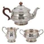 A George V silver three piece tea service