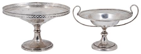 Two George V silver pedestal dishes