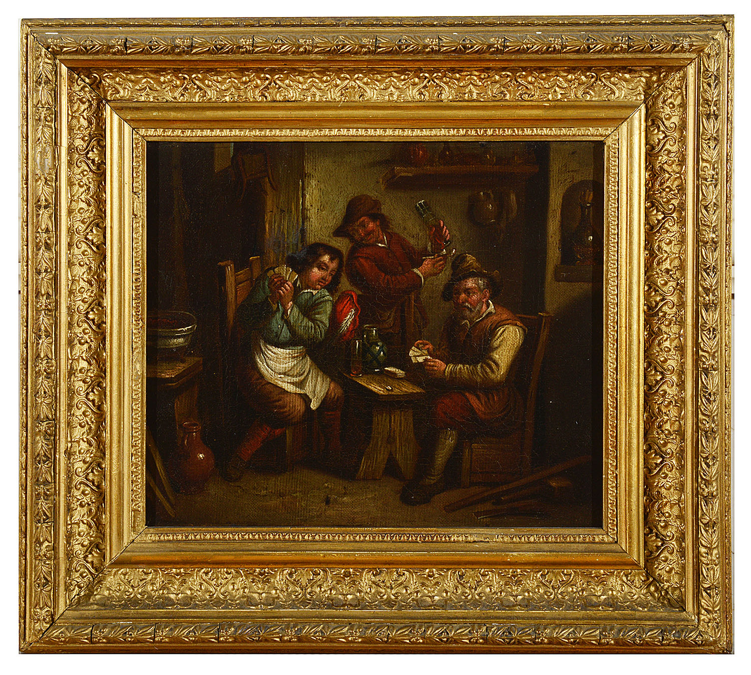 Three late 18th / early 19th c Dutch school tavern genre scenes in the manner of Jan Steen - Image 3 of 3