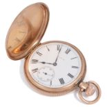 An early 20th Century 9ct gold full hunter top wind pocket watch