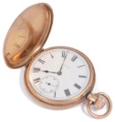 An early 20th Century 9ct gold full hunter top wind pocket watch