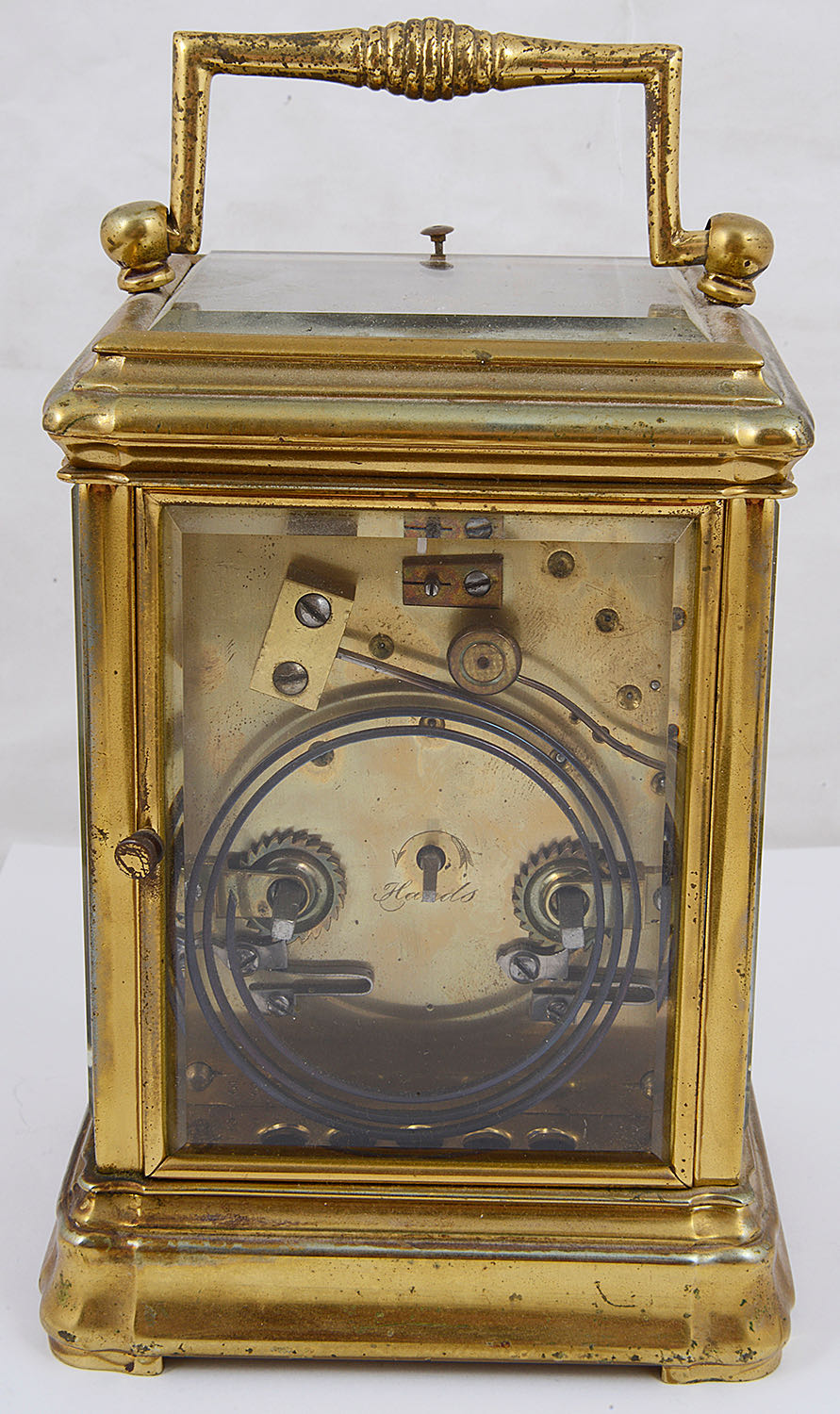 A late 19th century French gilt brass repeating carriage clock - Image 2 of 2