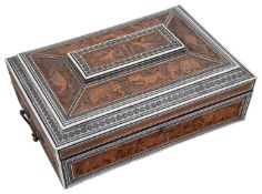 A 19th century Anglo-Indian sandalwood, ivory and sadeli work box