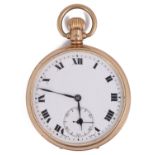 A 9ct gold keyless open faced pocket watch