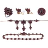 A small collection of Bohemian garnet set jewellery