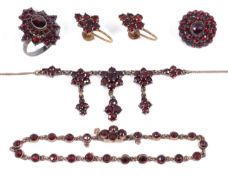 A small collection of Bohemian garnet set jewellery