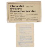 Roger Moore Interest. A Chevrolet Owner's Service Coupon booklet, 1959, signature in blue ink
