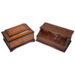 An Edwardian satinwood and marquetry table box and an early 20th c desk stand