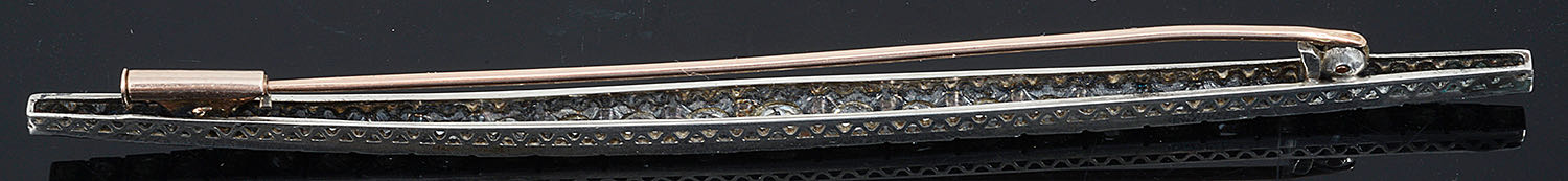 An Edwardian long diamond set bar brooch - Image 2 of 2