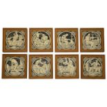 Eight late 19th c Mintons tiles depicting trades designed by John Moyr Smith