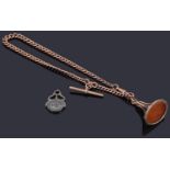 A 9ct gold watch Albert chain and seal fobs