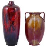 Two Royal Doulton flambé veined vases